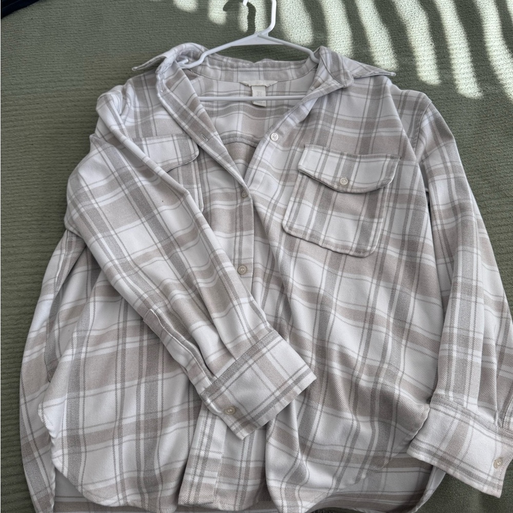H&M Plaid Jacket in Gray and Cream
